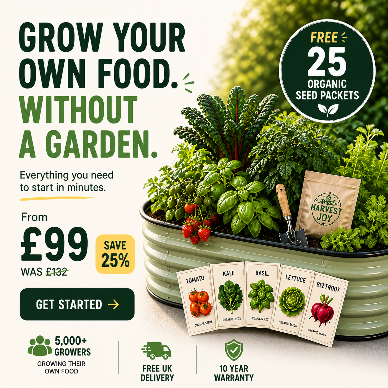 Grow your own food without a garden — YIMBY raised bed with 25 free organic seed packets, from £99